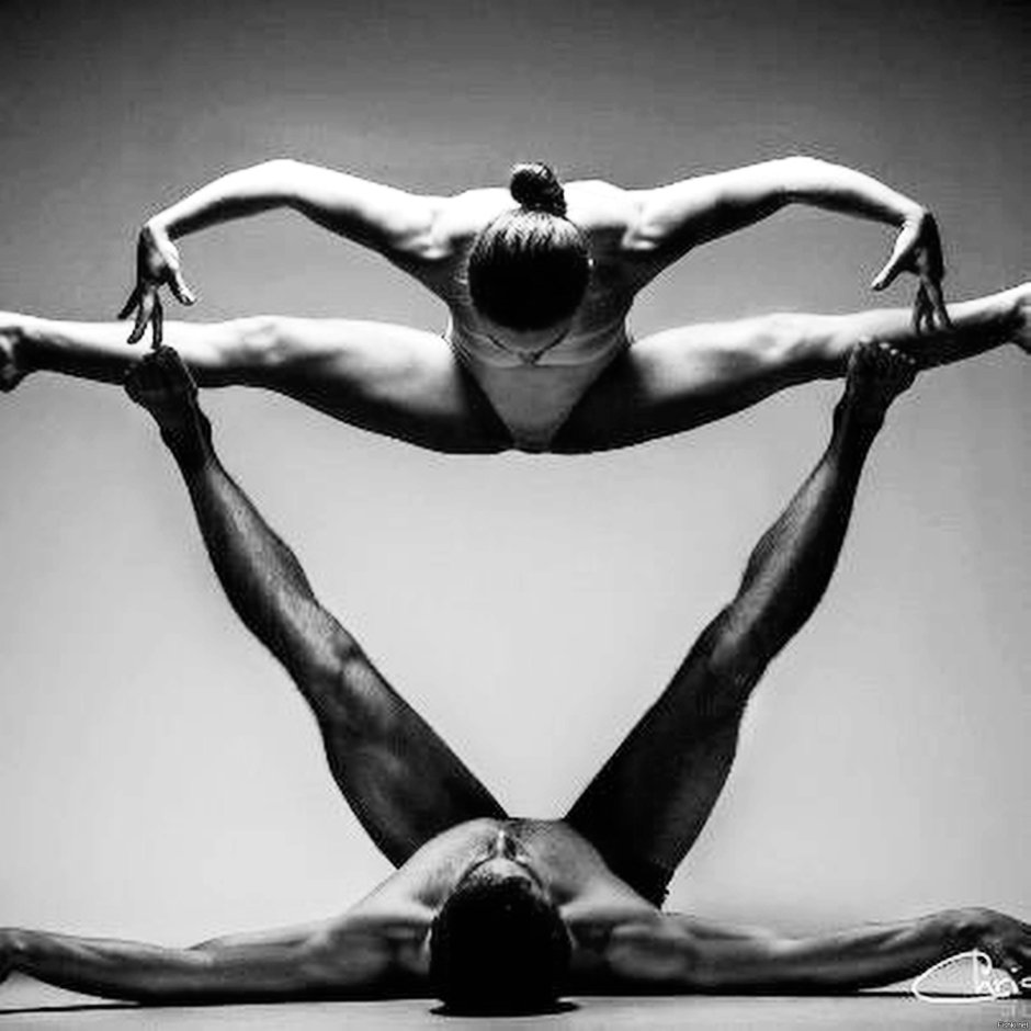 Naked yoga of adult women