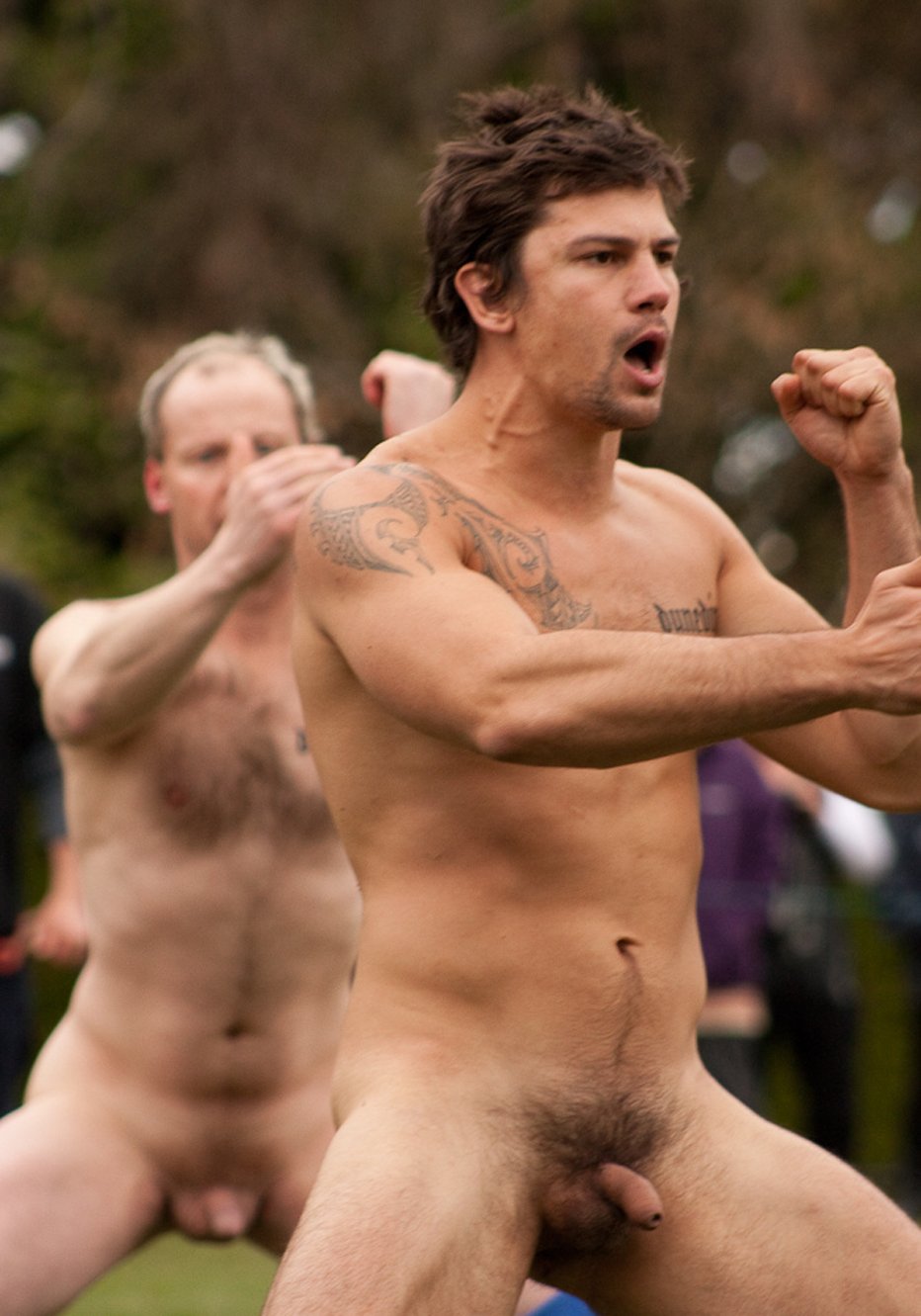 Naked young football players