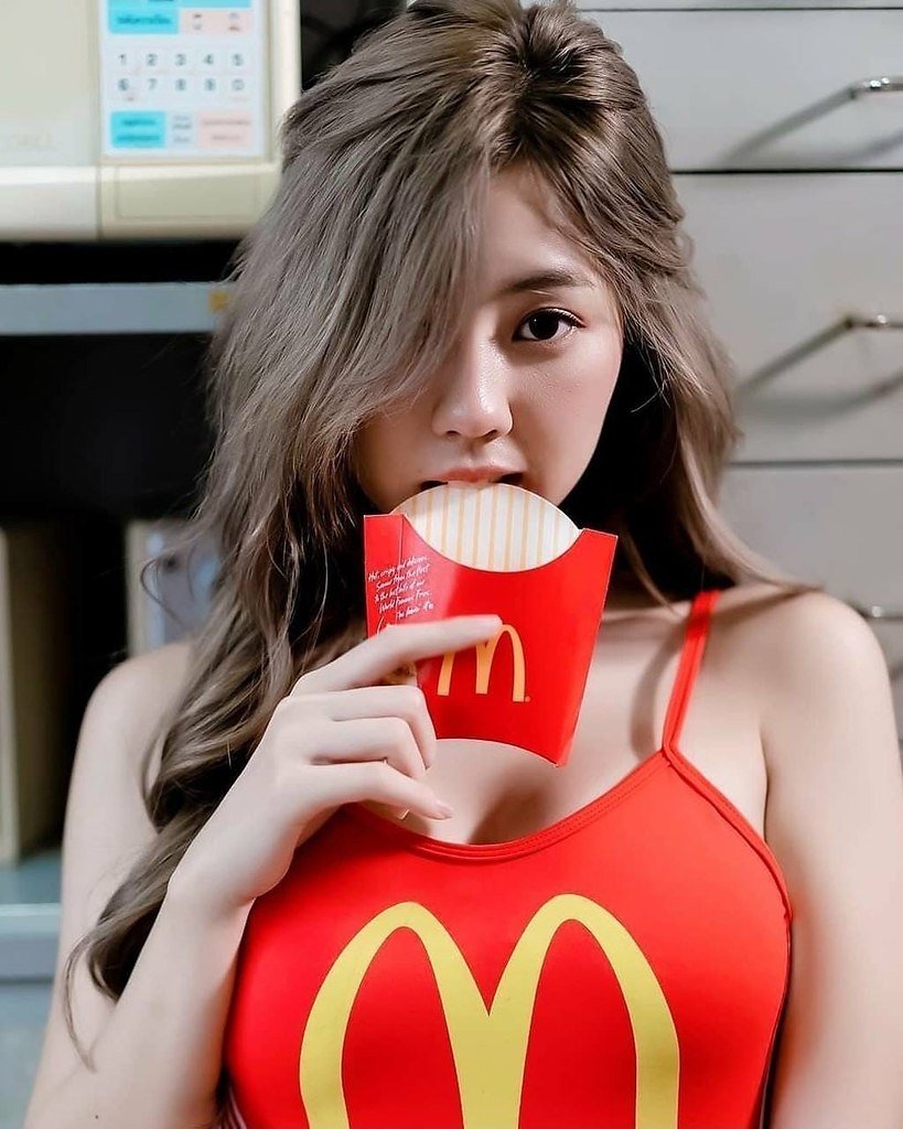 Beautiful girl in McDonald's