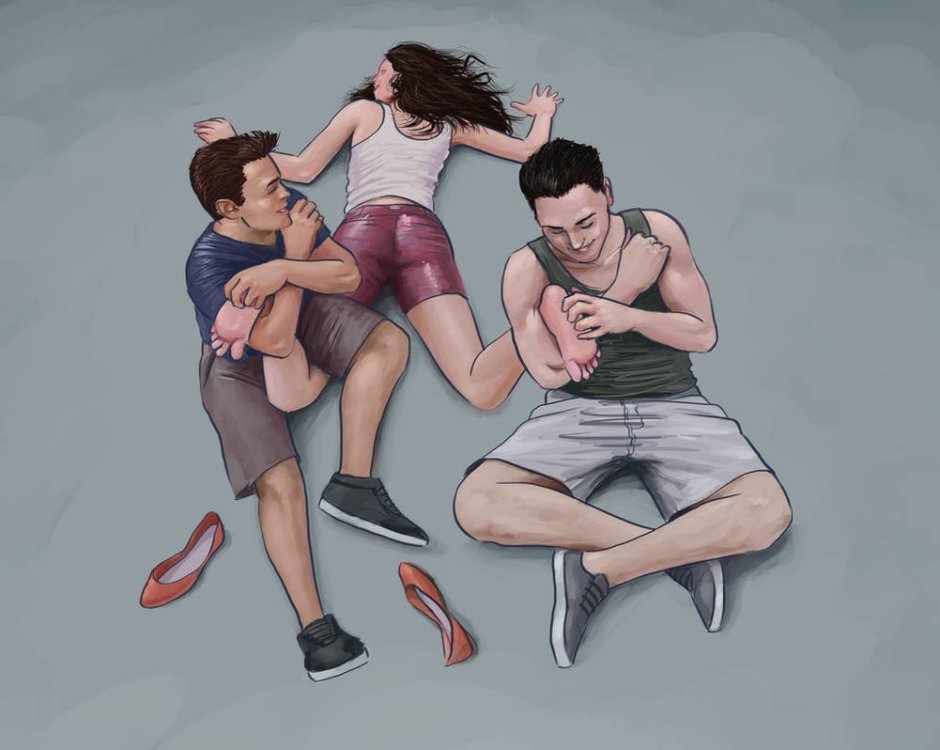 The guy tickles the girl art