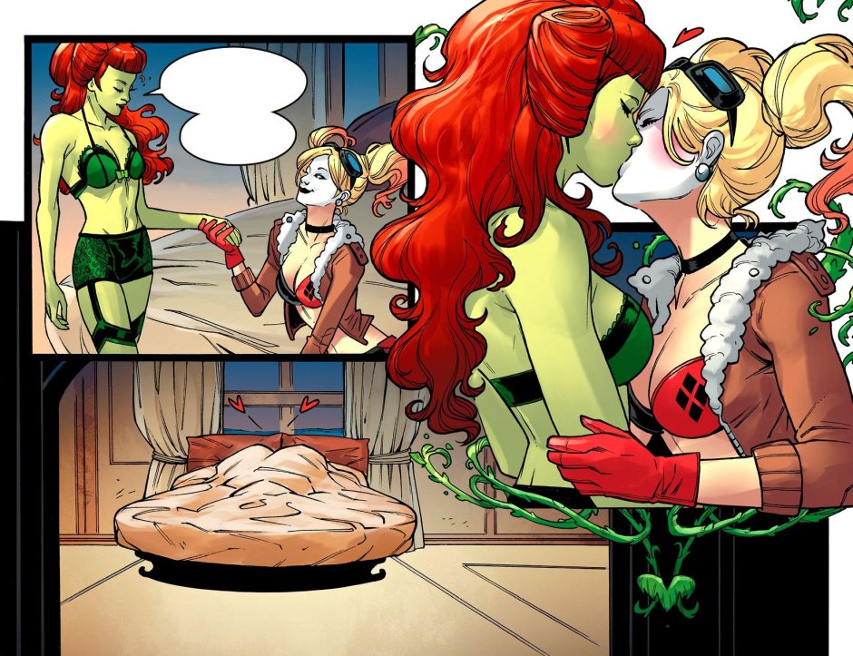 Green ivy and Harley Quinn