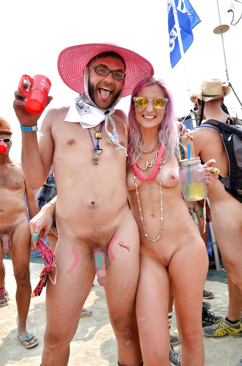 Naked nudists at the festival