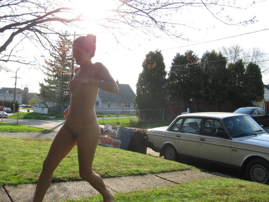 Naked among dressed in public