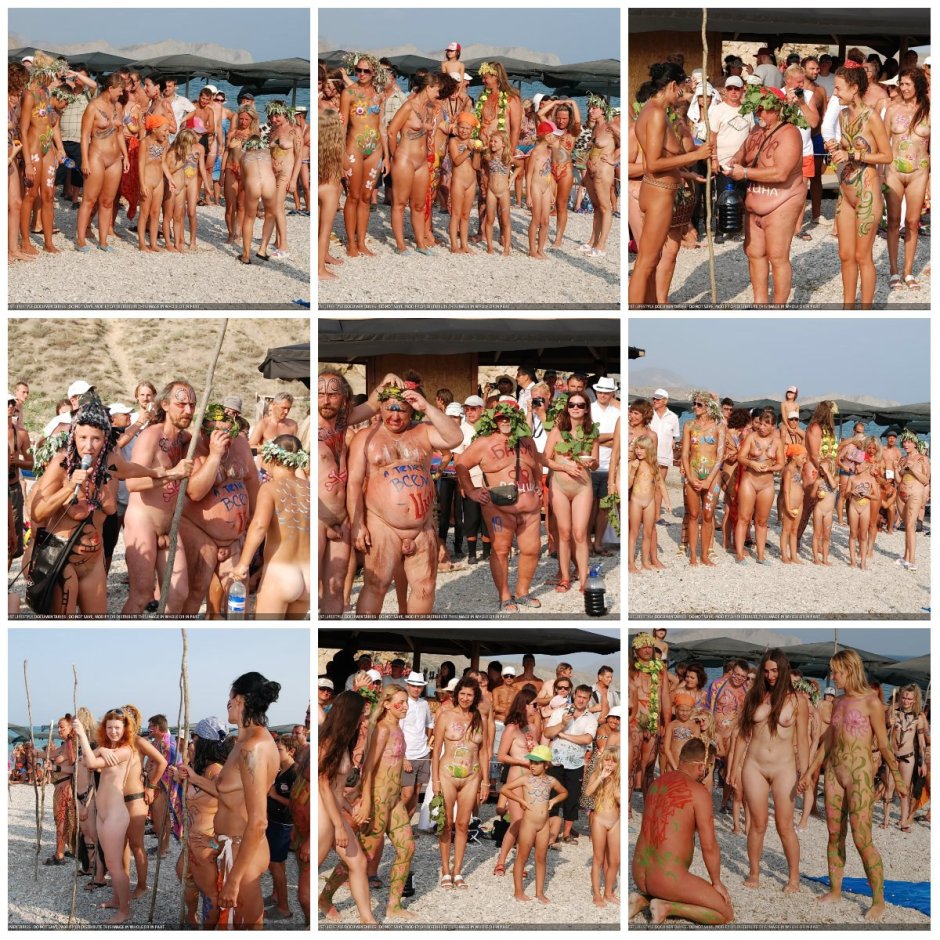 Naked nudist party