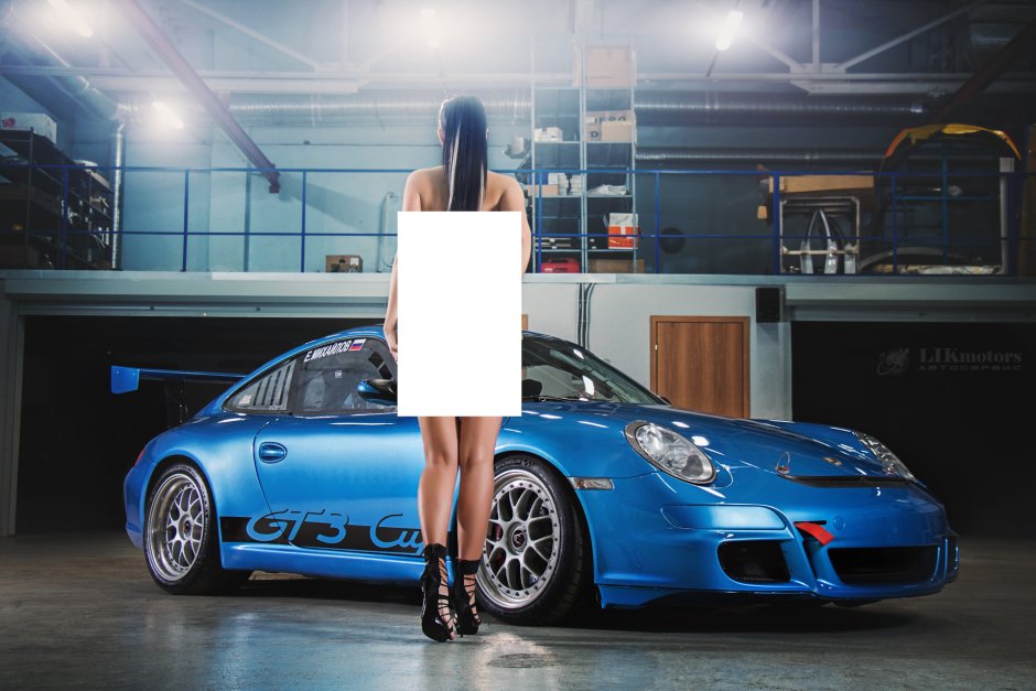 Alluring girl and car Porsche