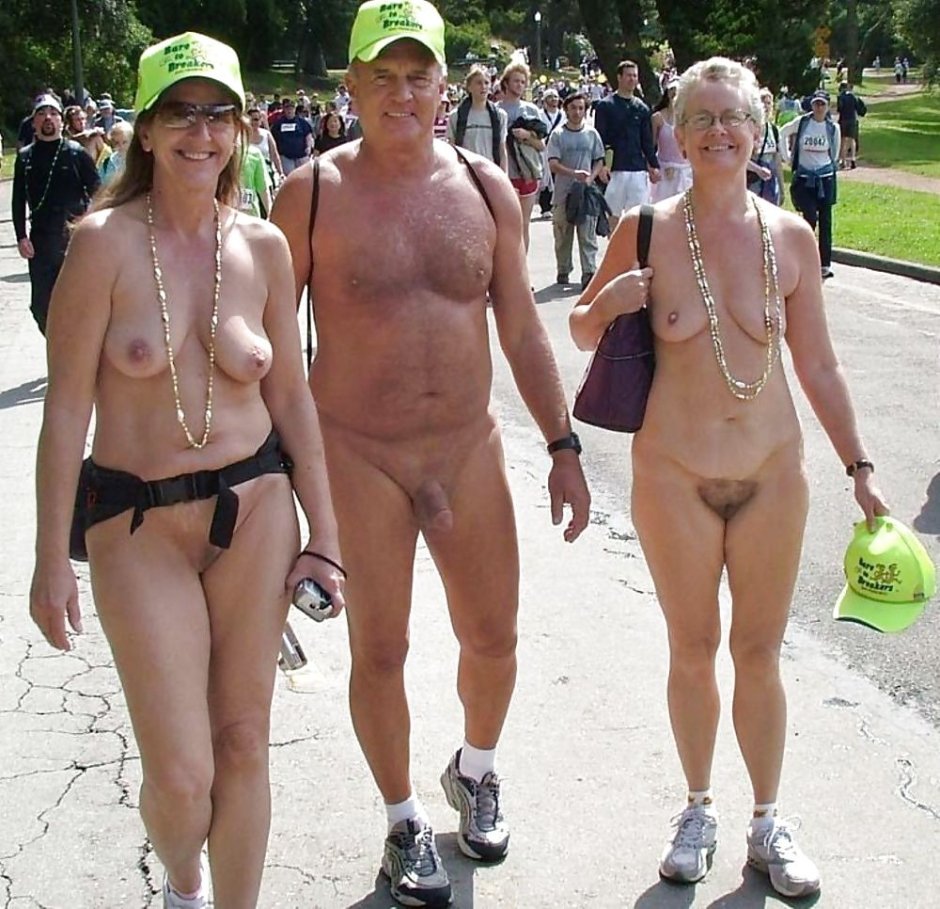 Elderly nudists at the festival