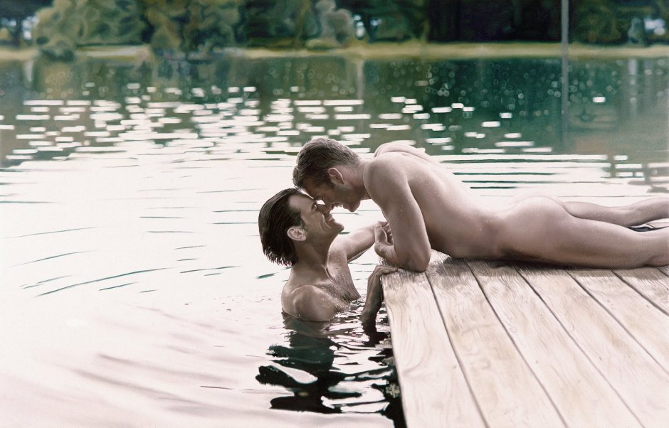 Naked guys and girls on the river