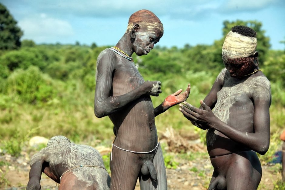 Naked men of African tribes