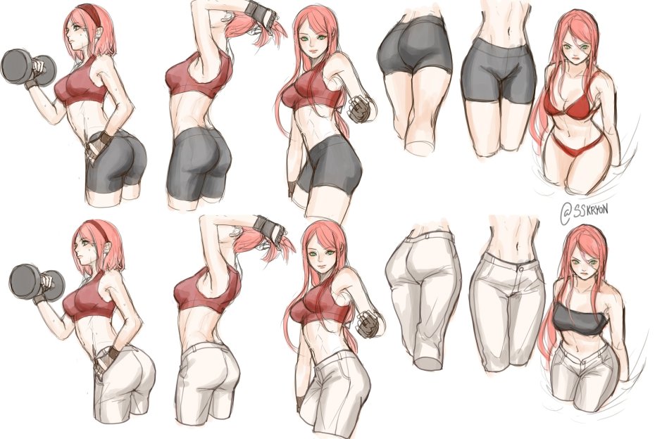 Sakura Haruno in a swimsuit and Sasuke