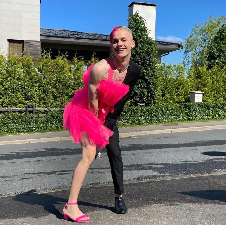 Danya Milokhin in the dress