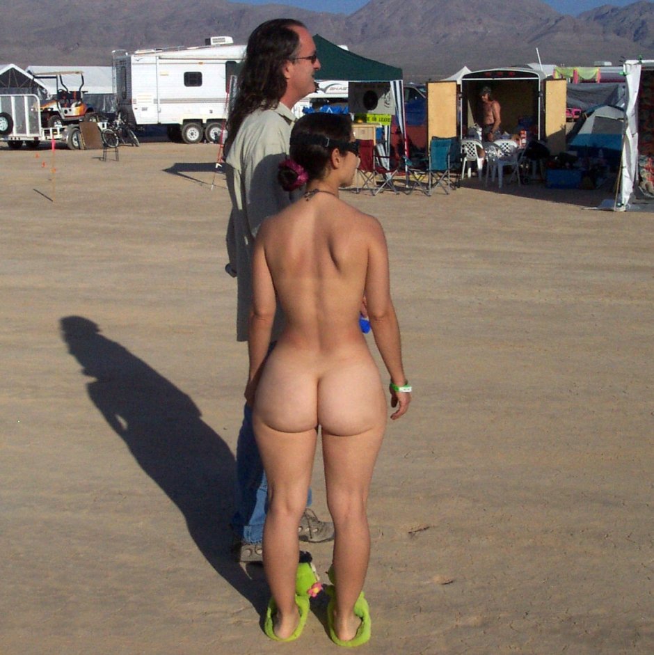 Naked priests on a public beach
