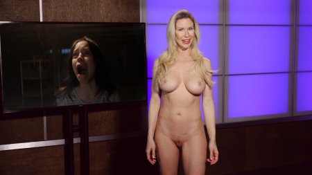 Reporter with naked tits