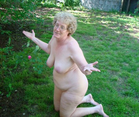 Naked old grandmothers in the country