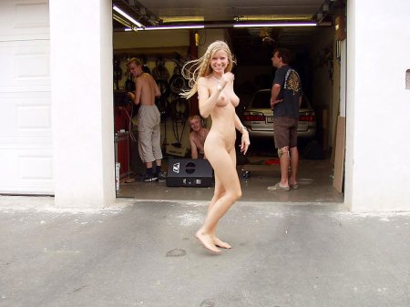 Naked blondes in public