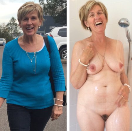 Old ladies with and without clothes