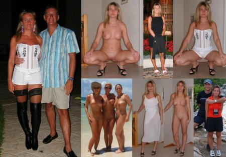 Married couples dressed and undressed