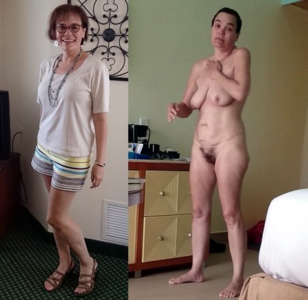 Dress undress mature saggy family