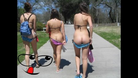 Girls mooning