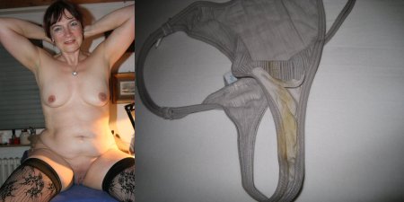 Naked woman in dirty panties