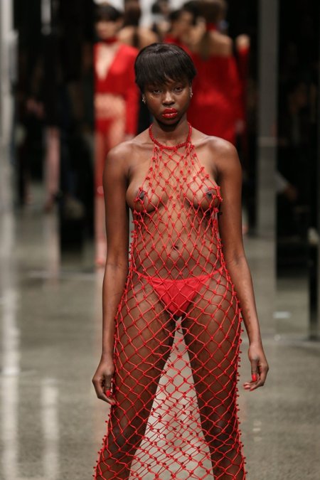 Naked models at a fashion show
