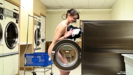 Naked women in the laundry room