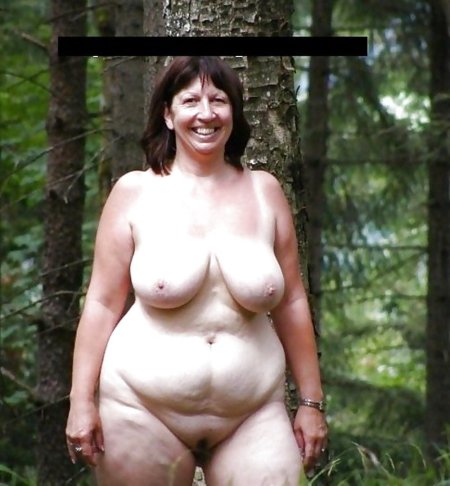 Naked old women in nature