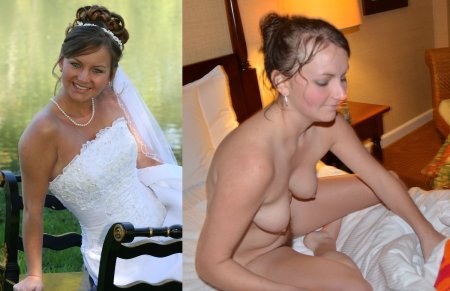 Naked women in a wedding dress
