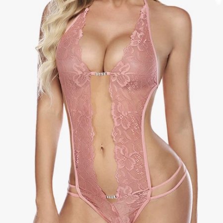 Pink lace bodysuit