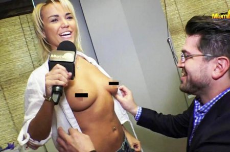 Tv presenter with naked breasts
