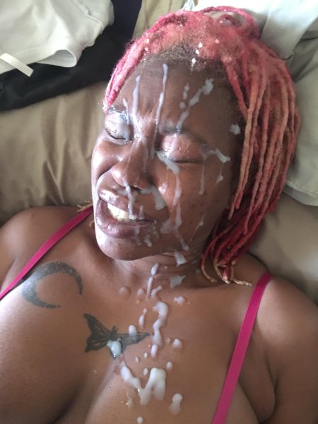 Black women in clothes on face cumshot