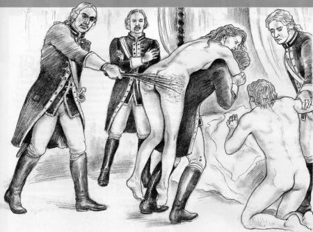 Spanking of naked serfs