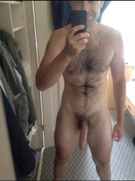 Hairy pubic dick selfie