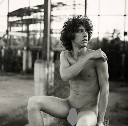 Handsome curly-haired guys naked