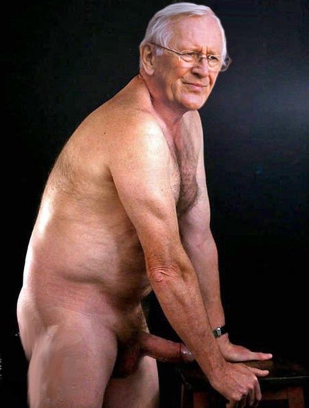 Naked grandfather without panties