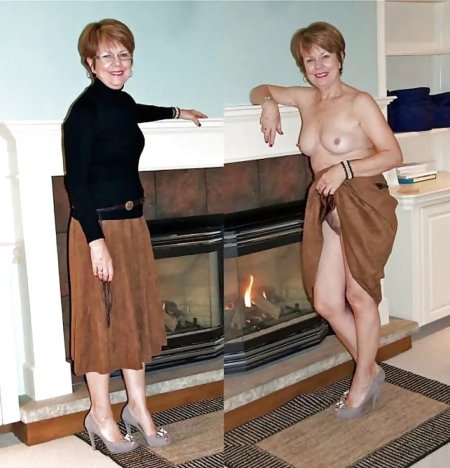 Older ladies with and without clothes