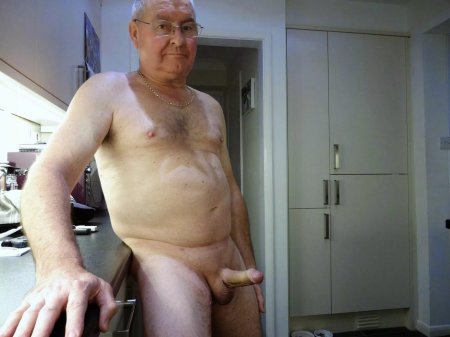 Naked old man with a big one