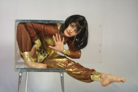 Girl in a glass cube
