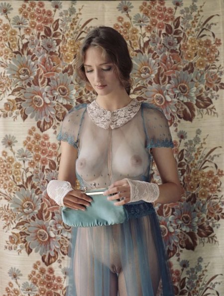 Naked in a transparent dress