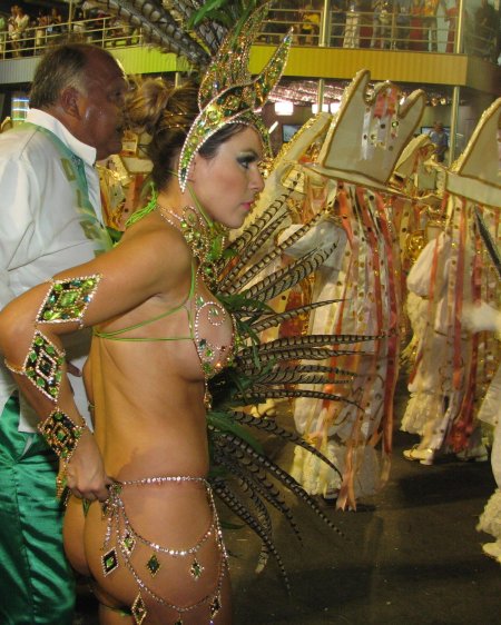 Naked Brazilian women in carnival costumes