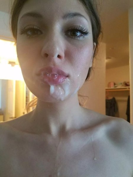 Cumshot on face private selfie