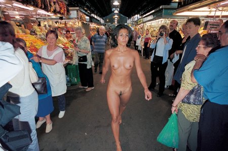 Nude small among clothed Beach weather