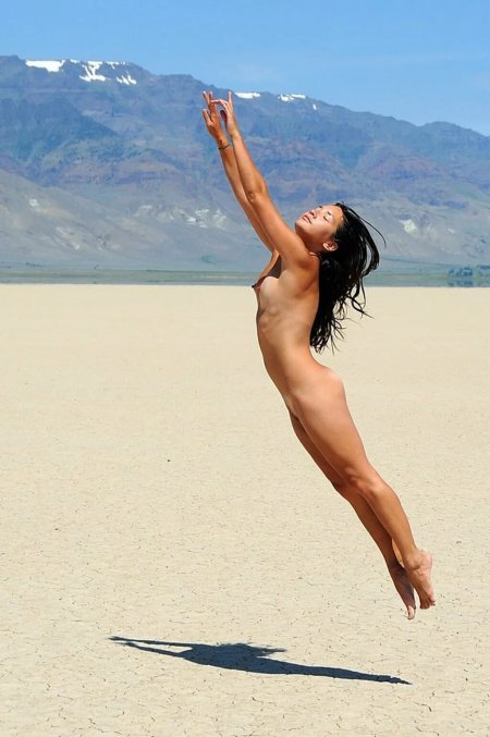 Women jumping naked