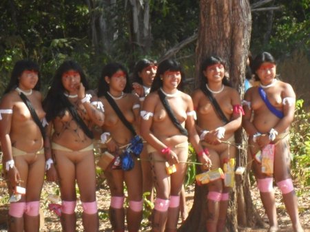 Naked girls of the Xingu tribe