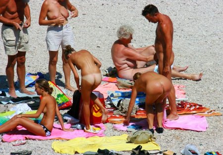 Family nudist beach