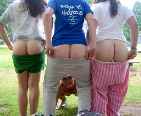 Girls show butts