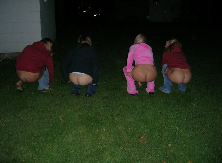 Girl pooping in nature