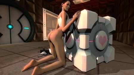 Naked characters from portal 2