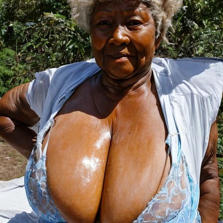 Big black tits granny