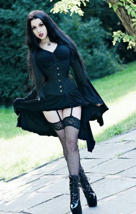 Skinny goths naked in stockings