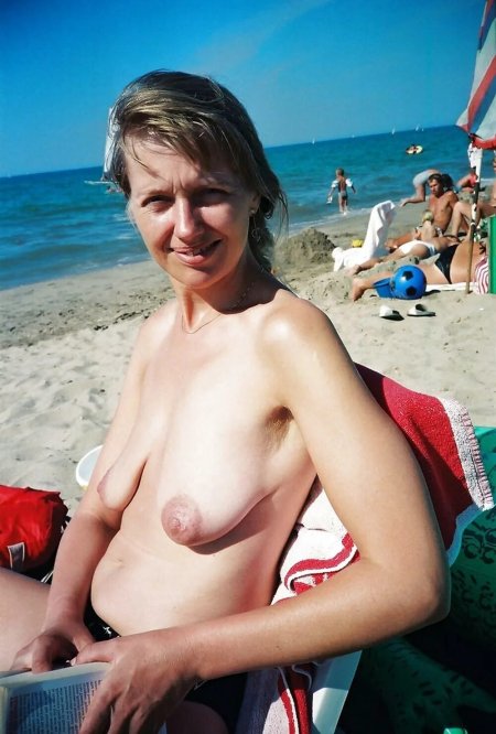 Saggy Small Tits on the Beach